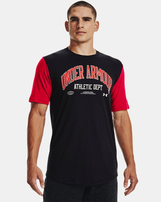 男士UA Athletic Department Colorblock短袖T恤, Black, pdpMainDesktop image number 0